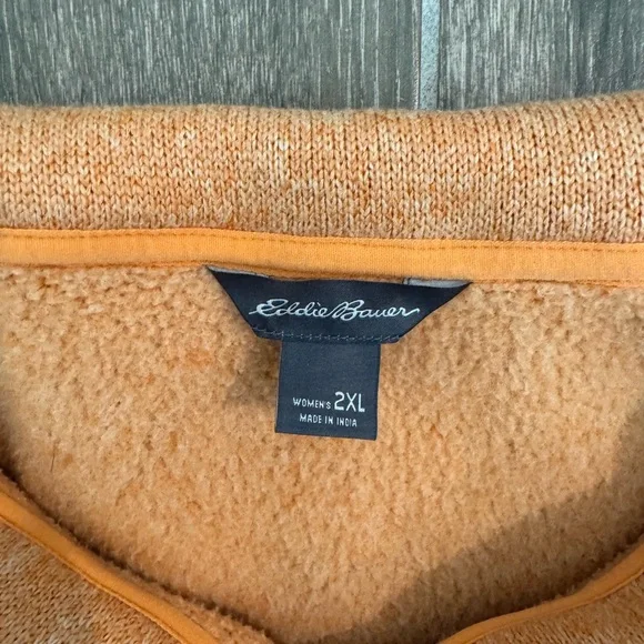 Like New Eddie Bauer Women's Orange Fleece Pullover - Picture 4 of 7